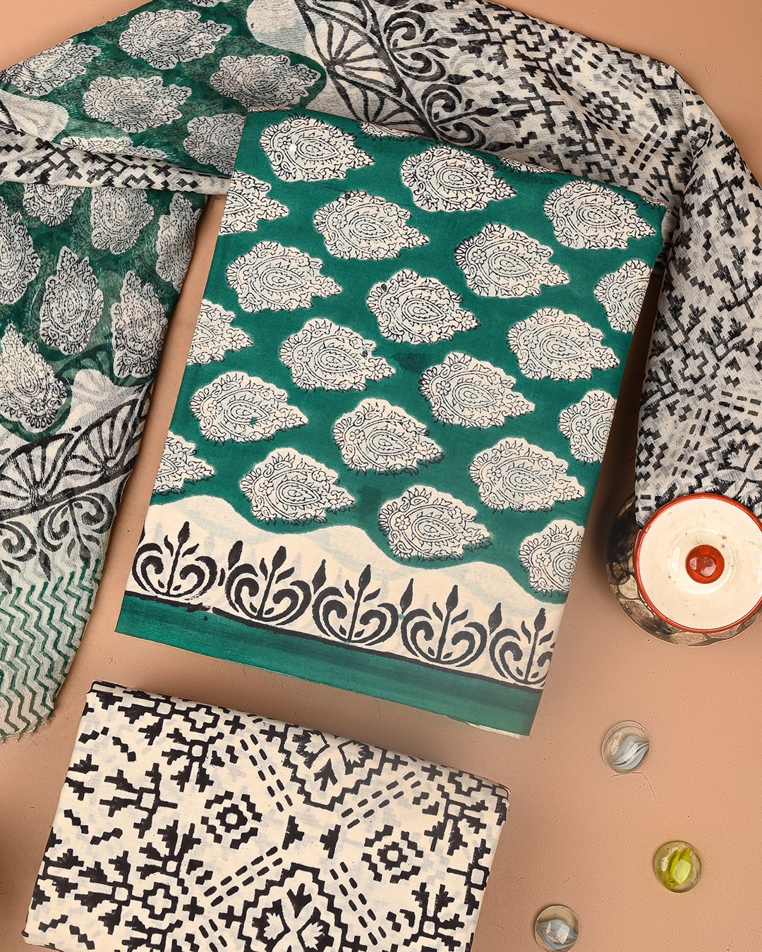 Premium Sanganeri Printed Cotton Suit With Chiffon Dupatta (BSCOTCH69)