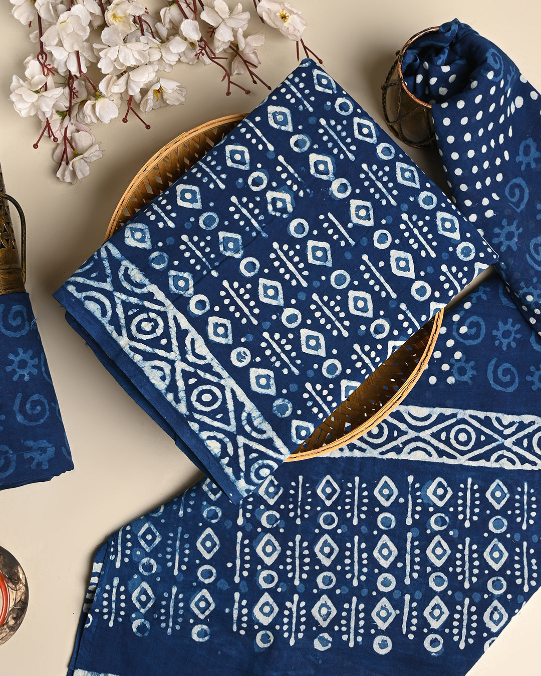 Traditional Dabu Printed Cotton Suit With Cotton Dupatta (BSCOTMU14)