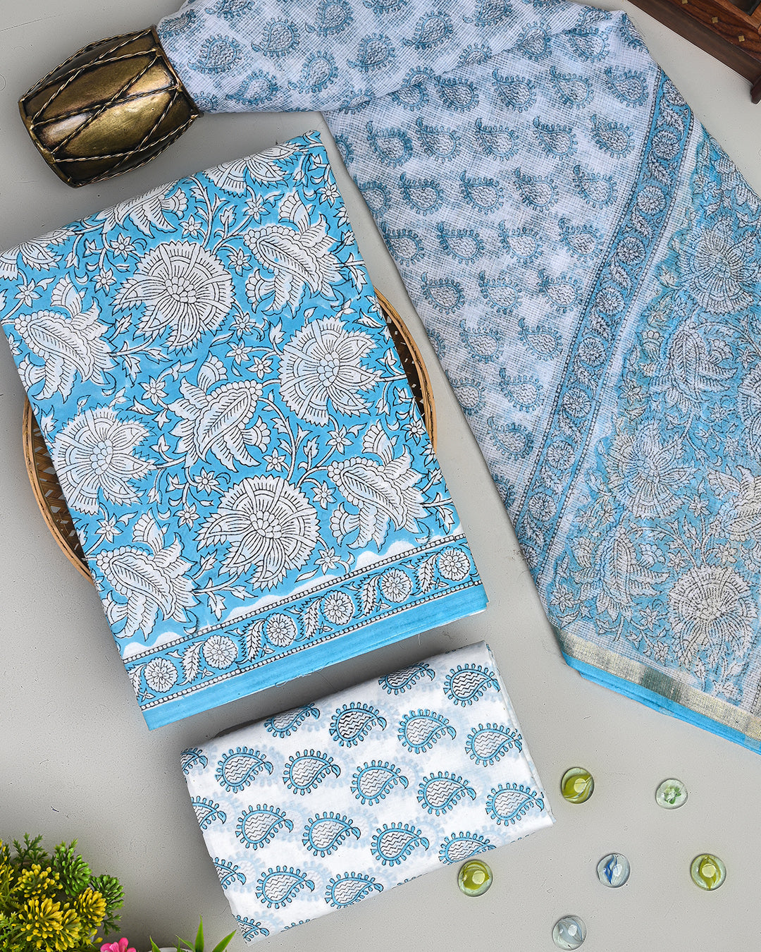 Exclusive Hand Block Printed Cotton Suit With Kota Dupatta BSCOTKO57