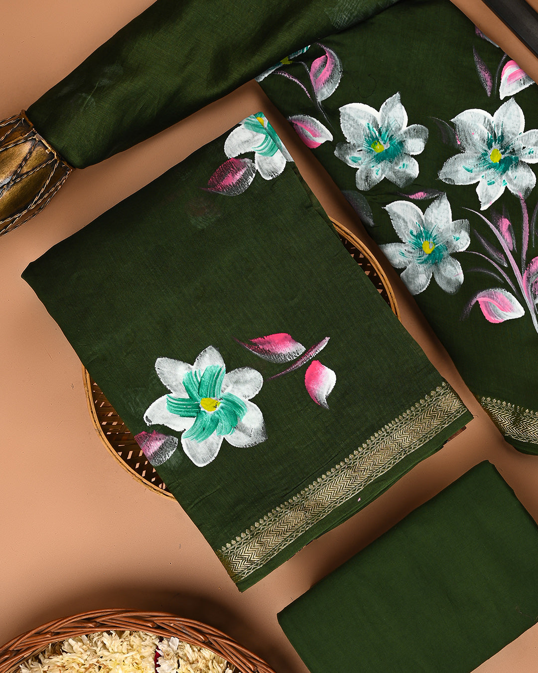 New Exclusive Hand Printed Maheshwari Silk Suit (BSMAHMA30)