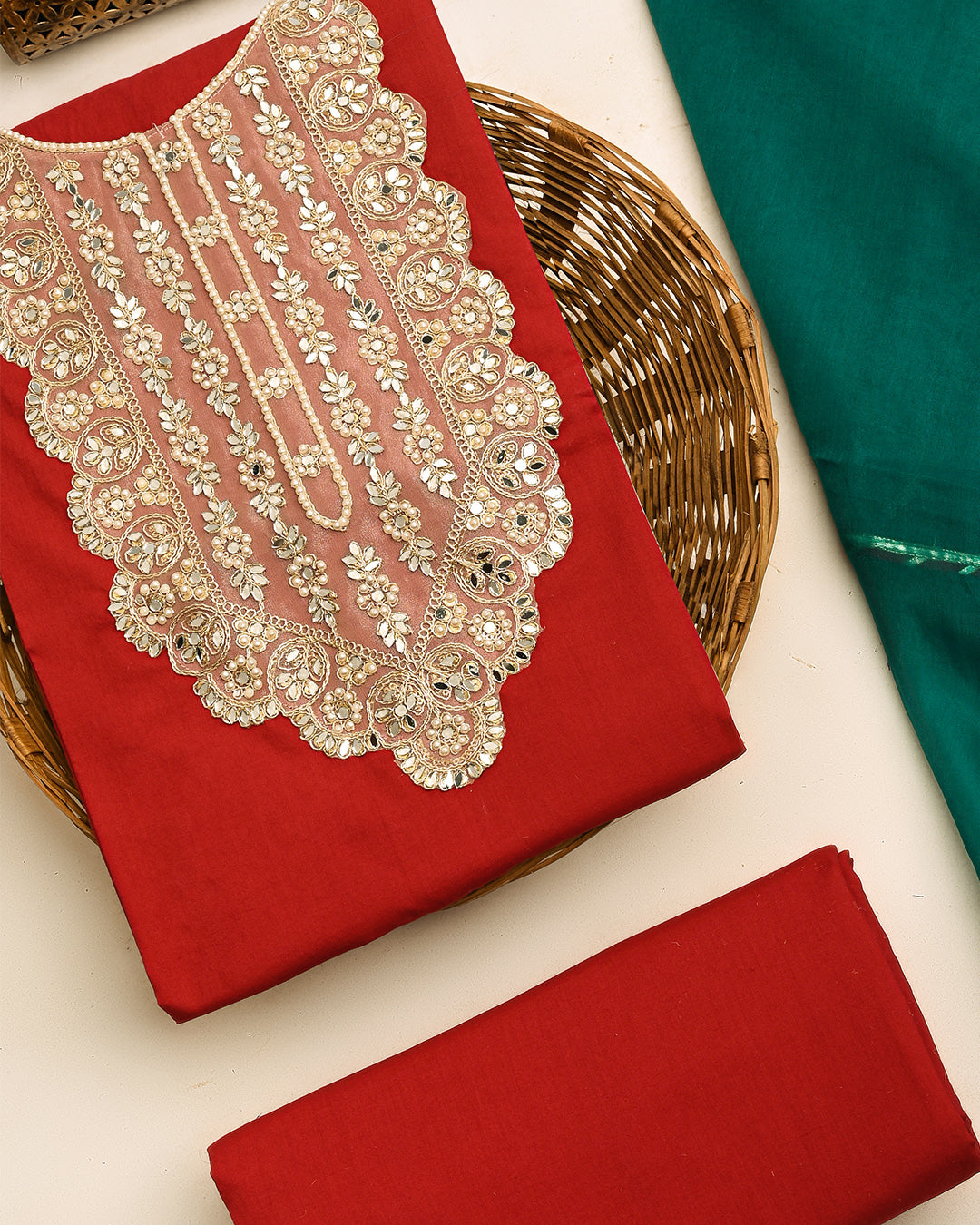 Shaan Mirror Unstitched Cotton Suit Set (BSSEC18)