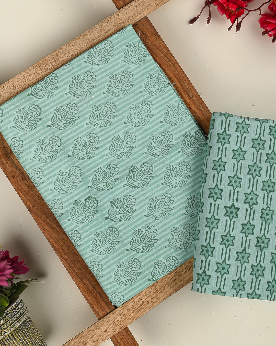 Premium Sanganeri Printed Cotton Suit Top And Bottom Set (BSTB69)