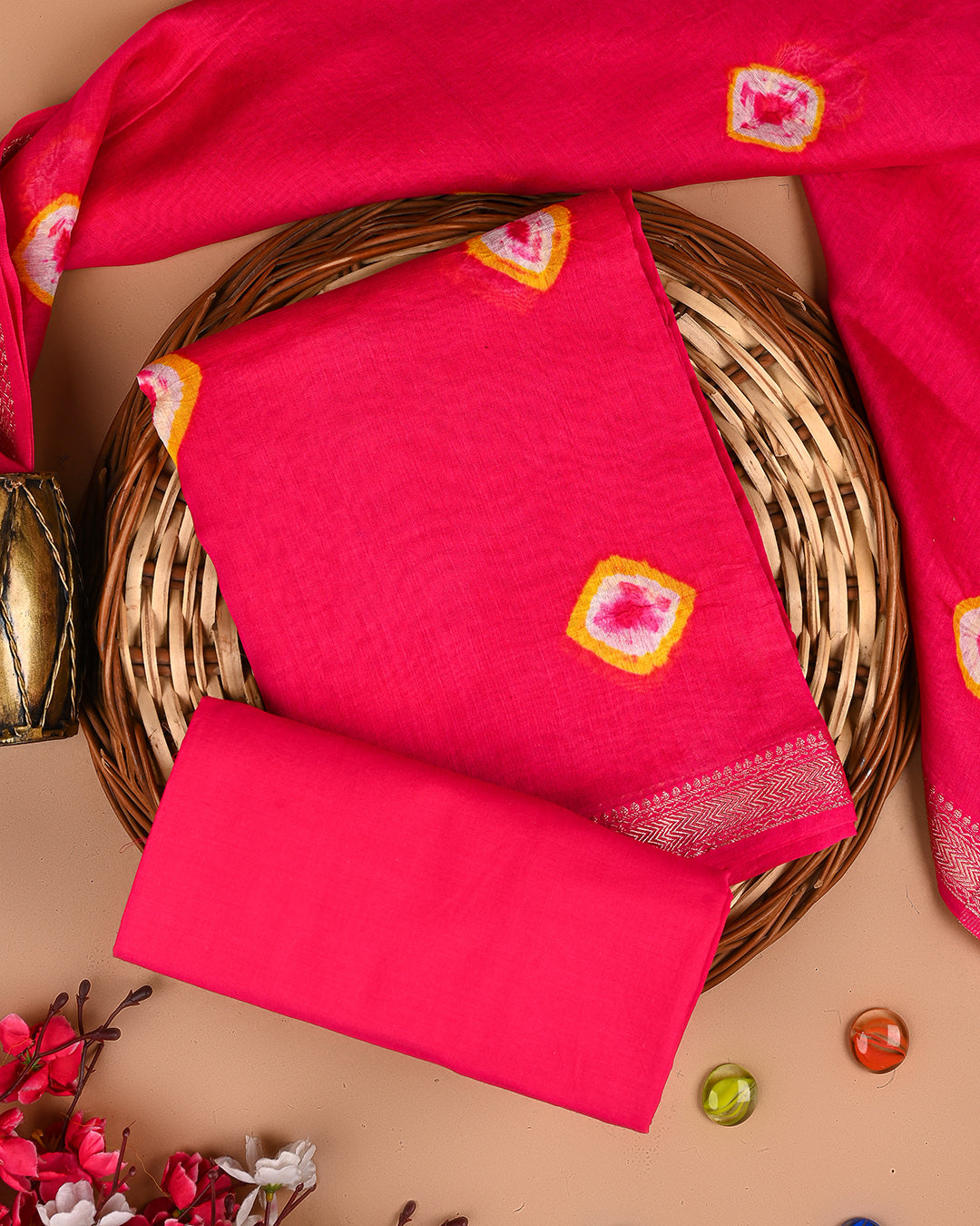 Exclusive Tie and Dye Maheshwari Silk Suit (BSMAHMA46)