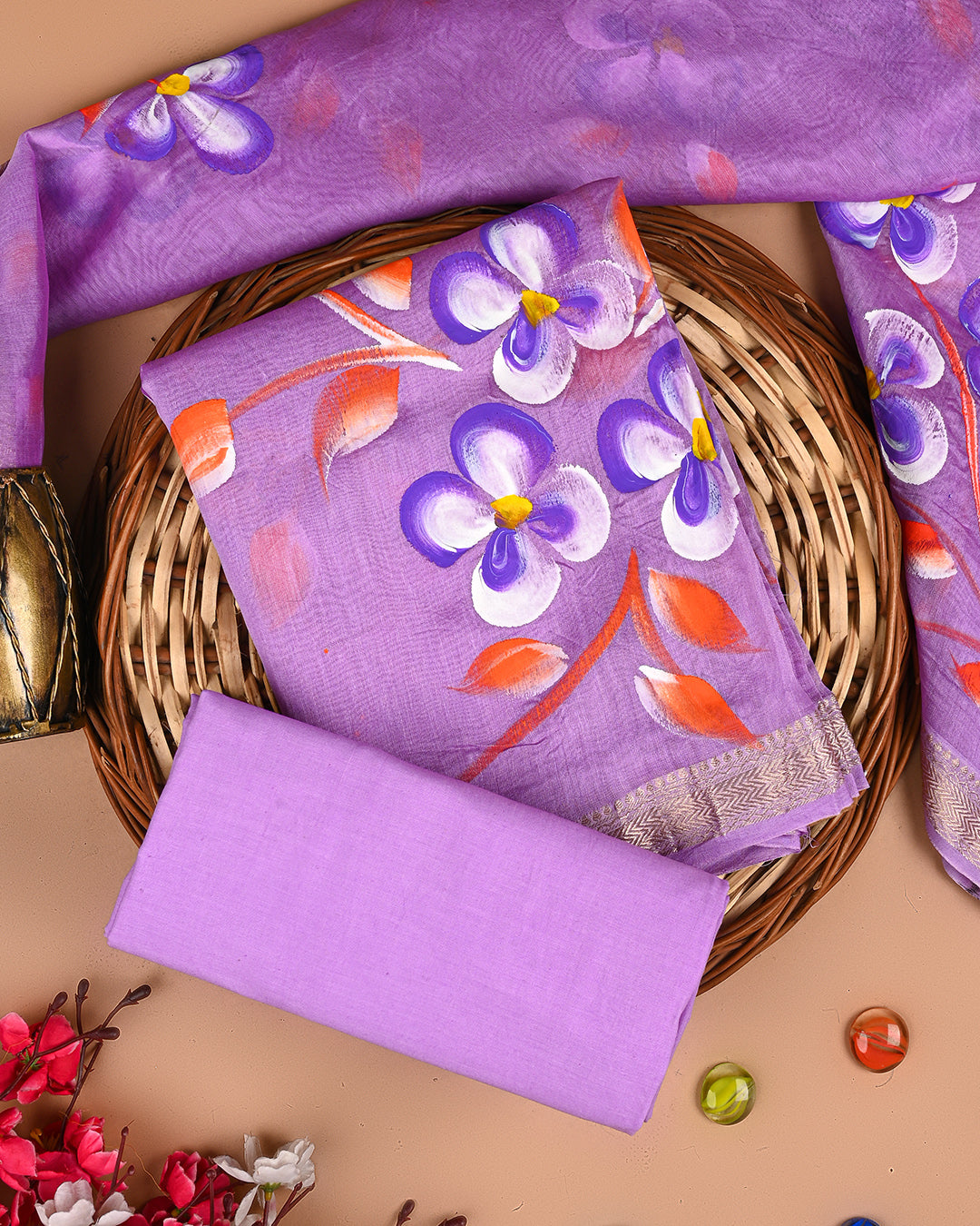 New Hand Painted Maheshwari Silk Suit (BSMAHMA45)