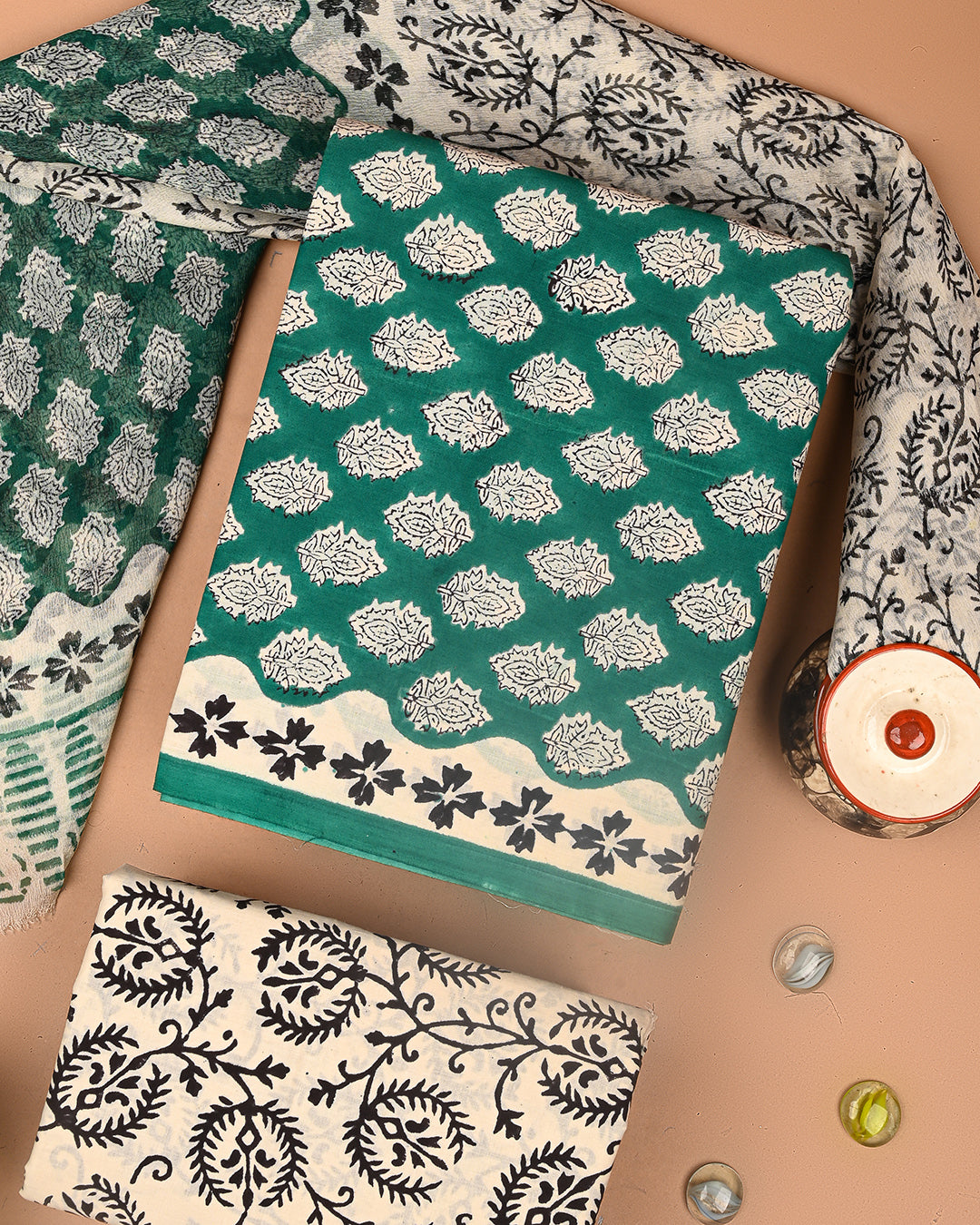 Premium Sanganeri Printed Cotton Suit With Chiffon Dupatta (BSCOTCH60)