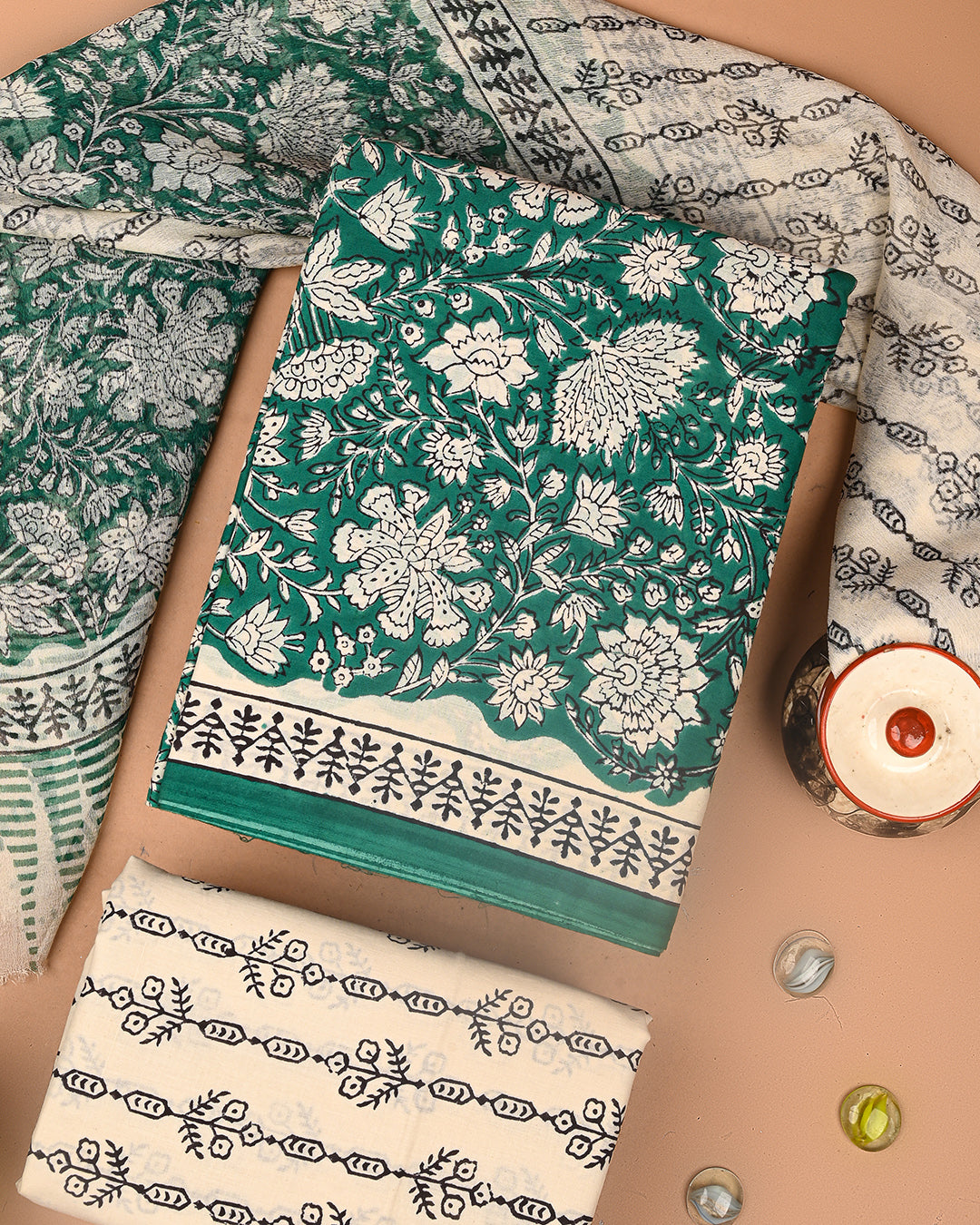 Premium Sanganeri Printed Cotton Suit With Chiffon Dupatta (BSCOTCH65)