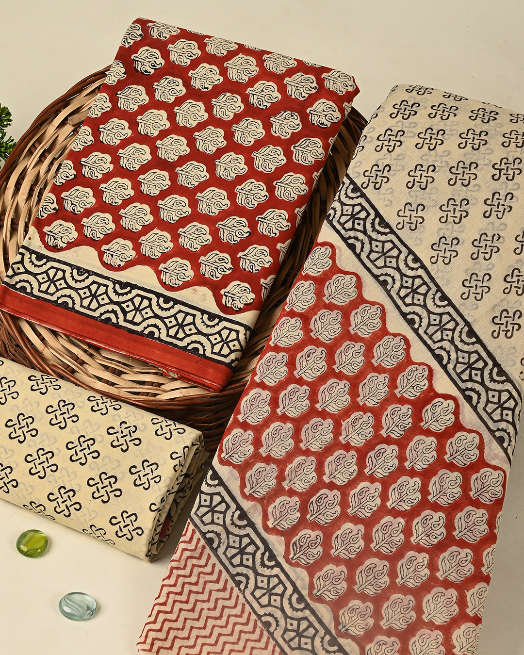 Traditional Sanganeri Printed Cotton Suit With Cotton Dupatta (BSCOTMU107)