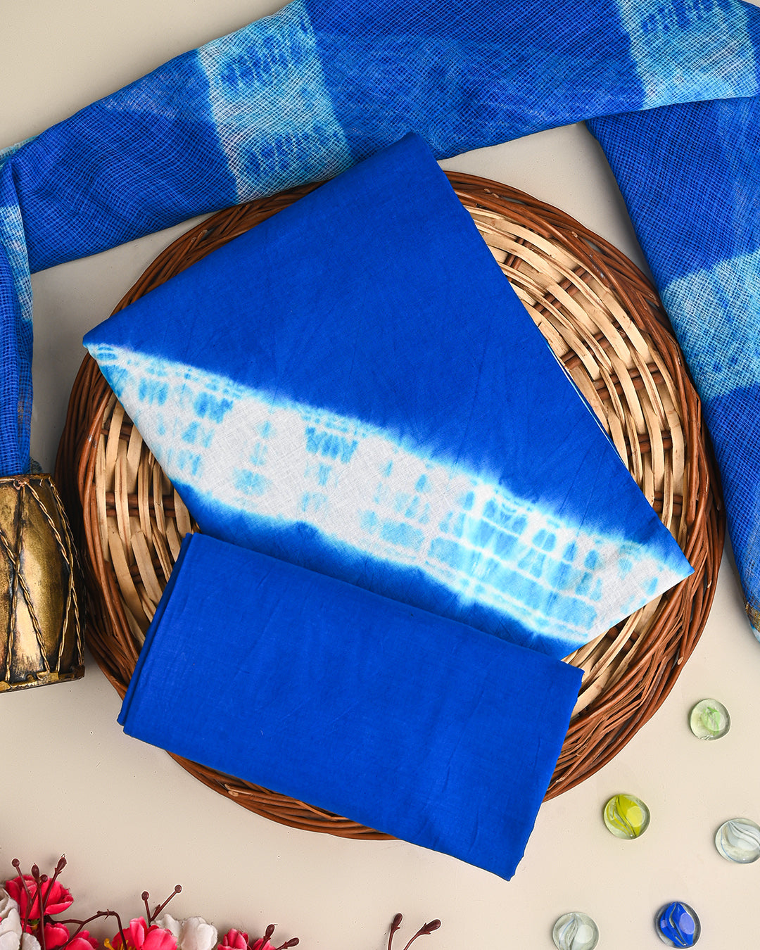 Exclusive Tie and Dye Print Cotton Suit With Kota Doria Dupatta(BSCOTKO82)