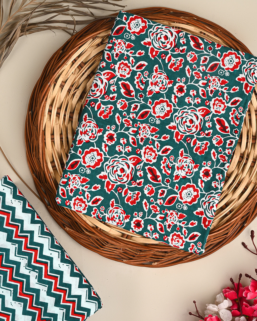 Premium Sanganeri Printed Cotton Suit Top And Bottom Set (BSTB29)