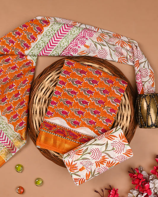 Premium Sanganeri Printed Maheshwari Silk Suit (BSMAHMA61)