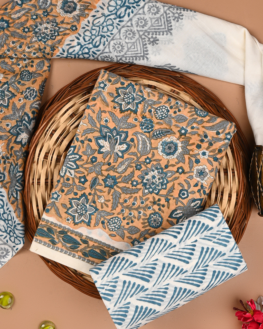 Premium Sanganeri Printed Cotton Suit With Cotton Dupatta(BSCOTMU89)