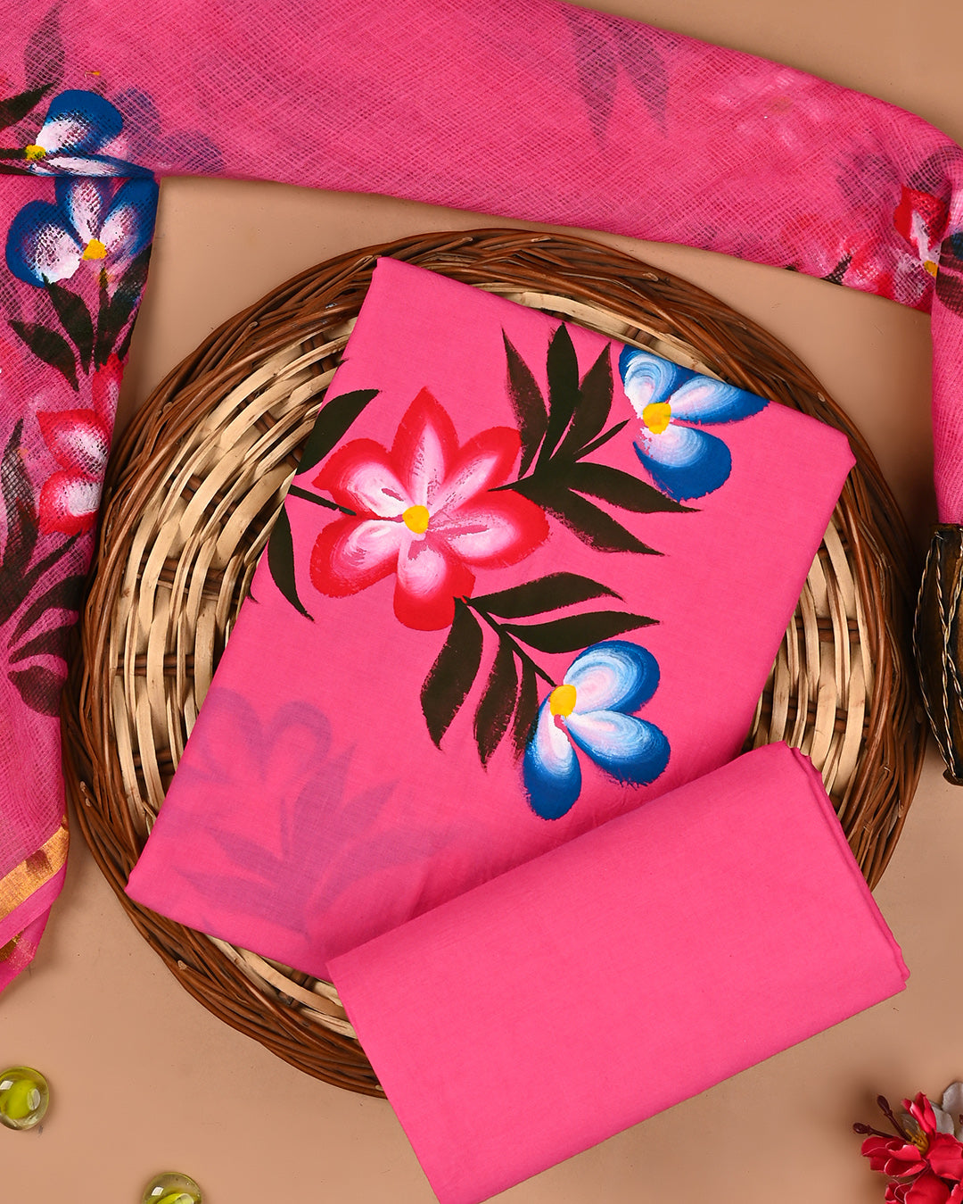 Exclusive Hand Painted Cotton Suit With Kota Doria Dupatta(BSCOTKO99)