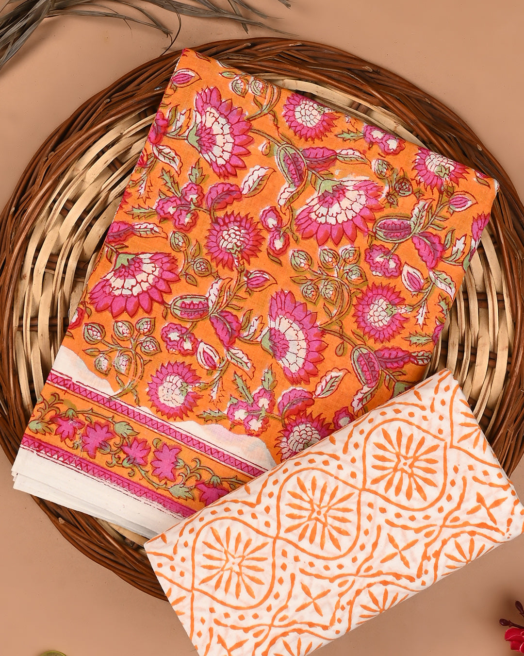 Premium Sanganeri Printed Cotton Suit Top And Bottom Set (BSTB82)