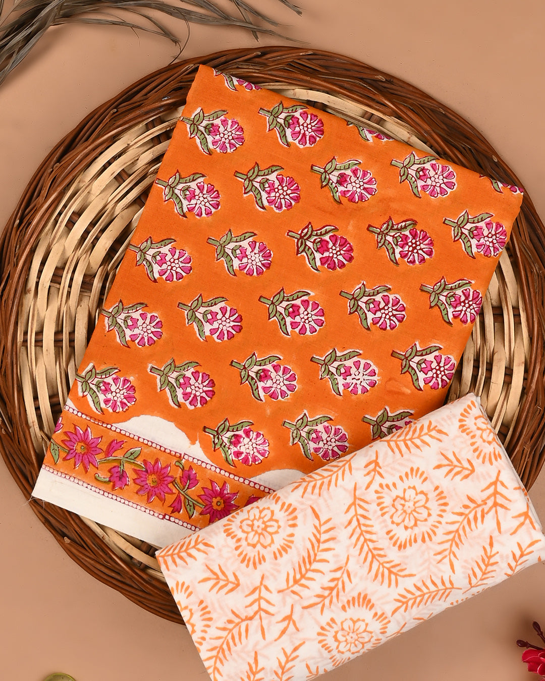 Premium Sanganeri Printed Cotton Suit Top And Bottom Set (BSTB81)