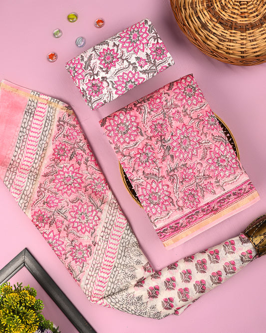 Elegant Sanganeri Print Chanderi Silk Suit Set (BSCHACH34)