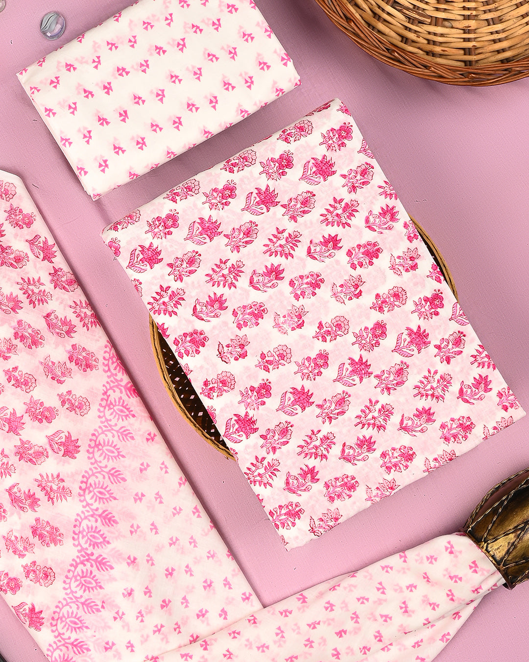 Premium Sanganeri Printed Cotton Suit With Cotton Dupatta(BSCOTMU45)