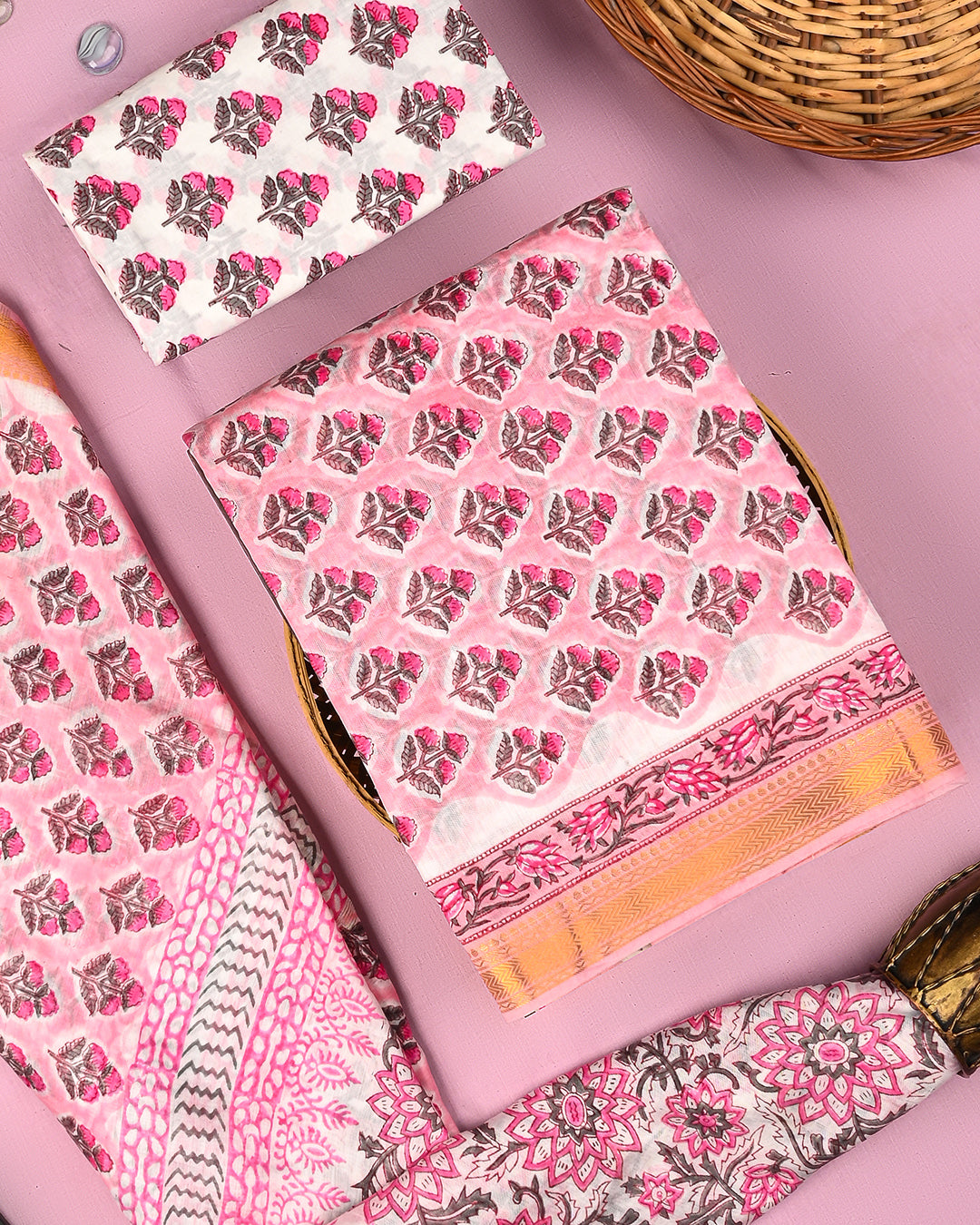 Premium Sanganeri Printed Maheshwari Silk Suit (BSMAHMA65)