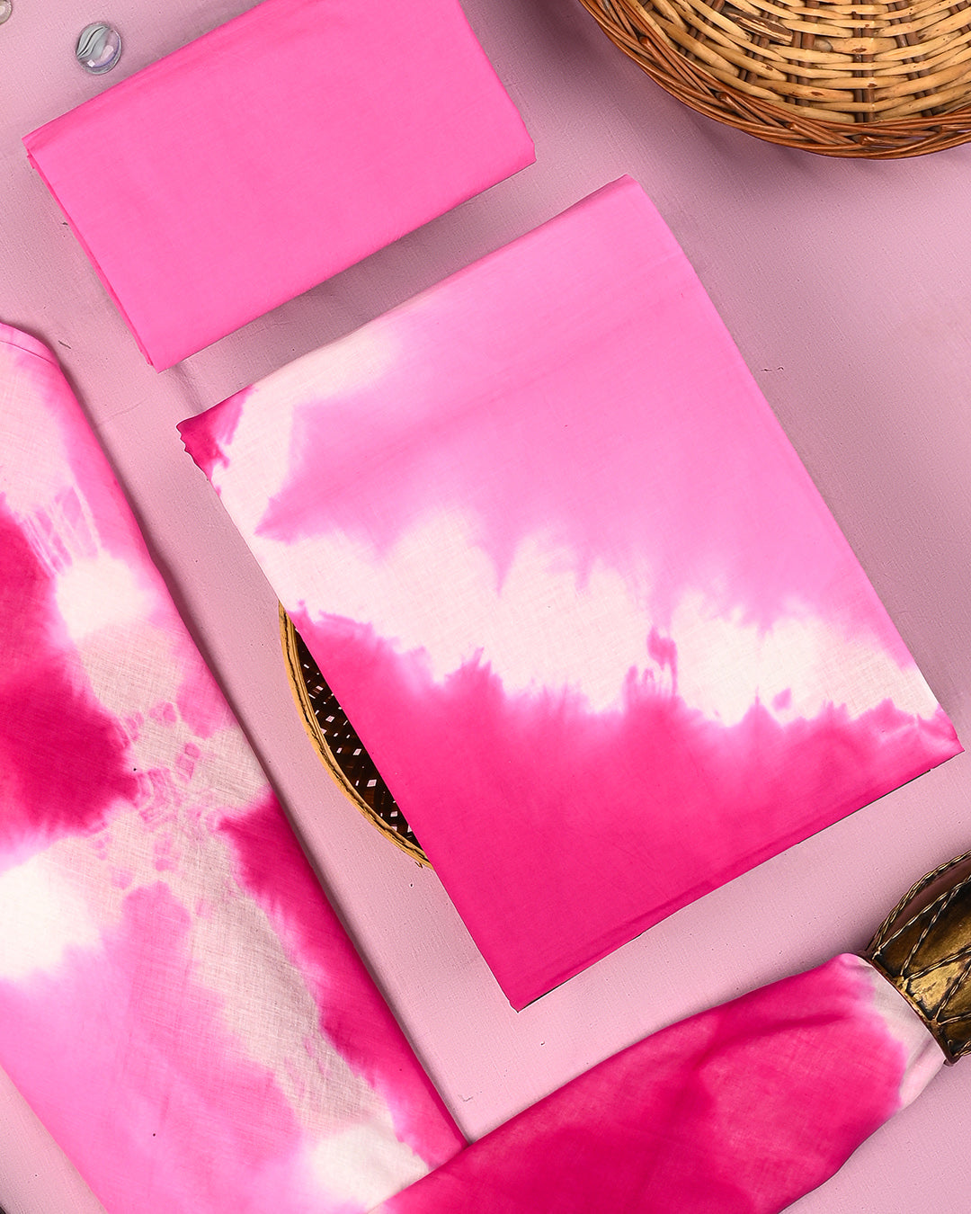 Elegant TIe and Dye Printed Cotton Suit With Cotton Dupatta (BSCOTMU37)