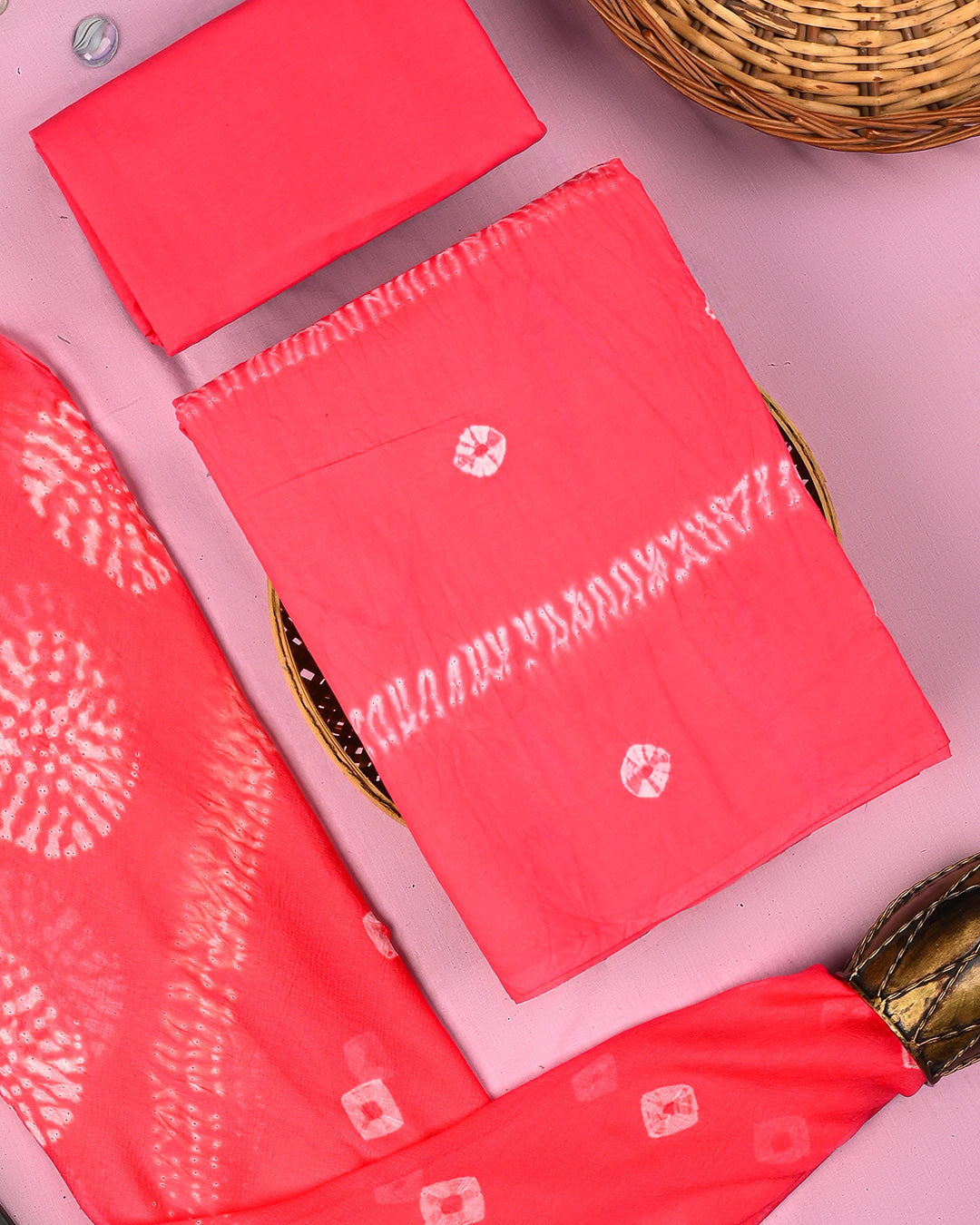 Exclusive Tie and Dye Printed Cotton Suit With Chiffon Dupatta (BSCOTCH32)