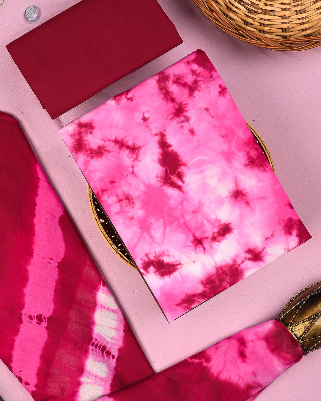 Premium TIe and Dye Printed Cotton Suit With Cotton Dupatta (BSCOTMU32)