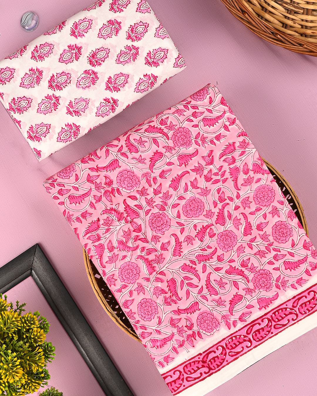 Premium Sanganeri Printed Cotton Suit Top And Bottom Set (BSTB86)