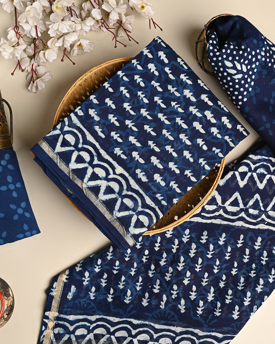 Elegant Dabu Print Chanderi Silk Suit Set (BSCHACH38)