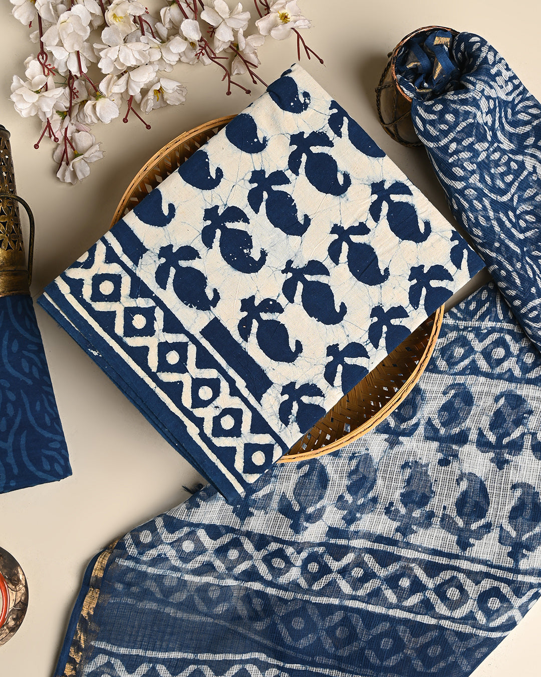 Premium Dabu print Cotton Suit With Kota Doria Dupatta (BSCOTKO117)