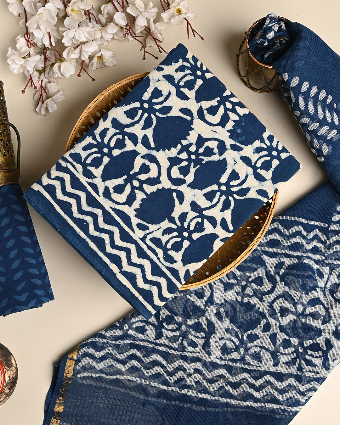 Premium Dabu print Cotton Suit With Kota Doria Dupatta (BSCOTKO119)