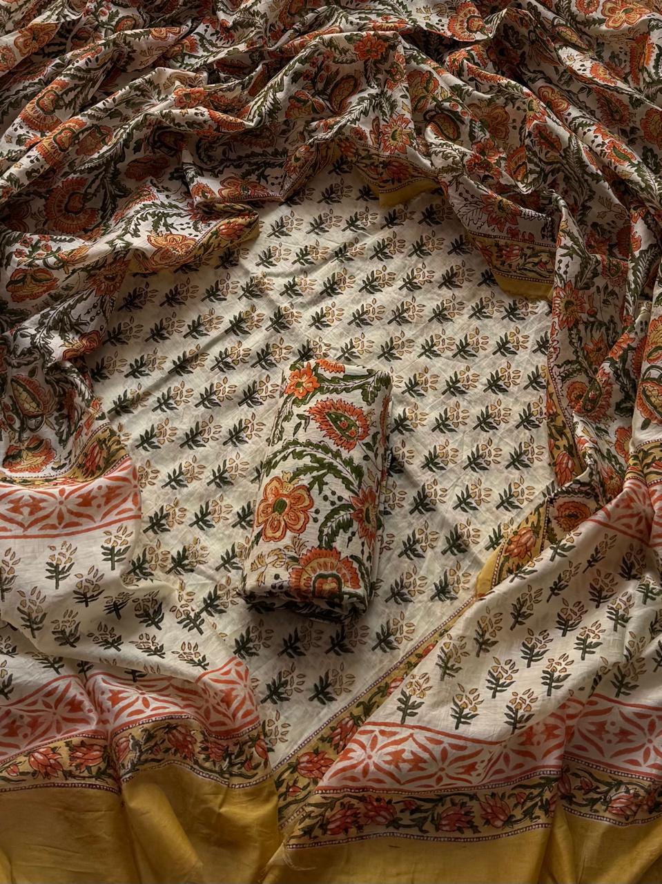 Premium Sanganeri Print Chanderi Silk Suit Set ( BSCHACH47)