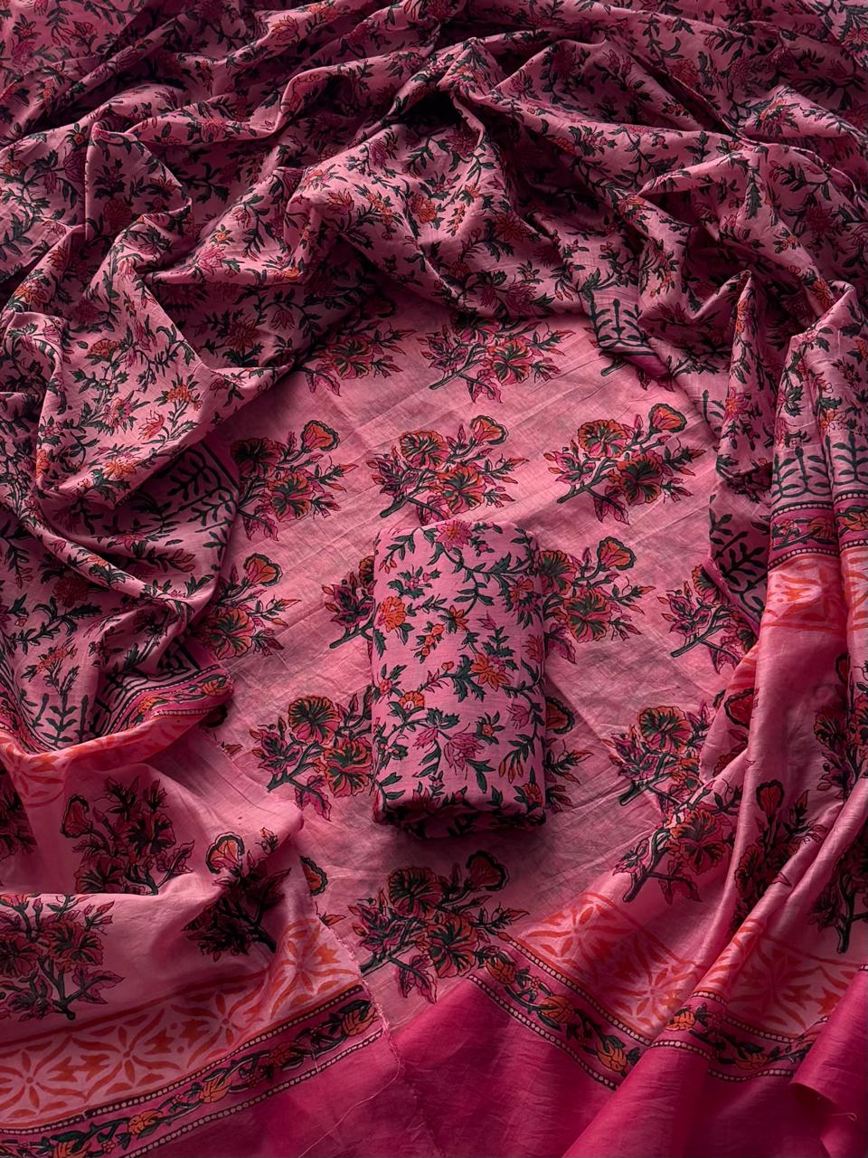 Premium Sanganeri Print Chanderi Silk Suit Set ( BSCHACH44)