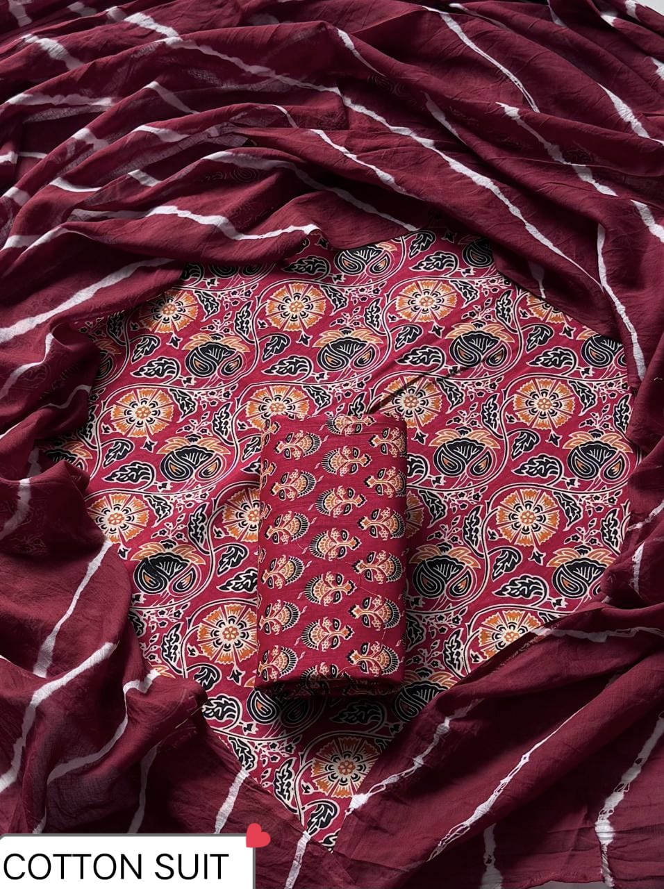 Premium Sanganeri Print Cotton Suit With Cotton Dupatta (BSCOTMU158)