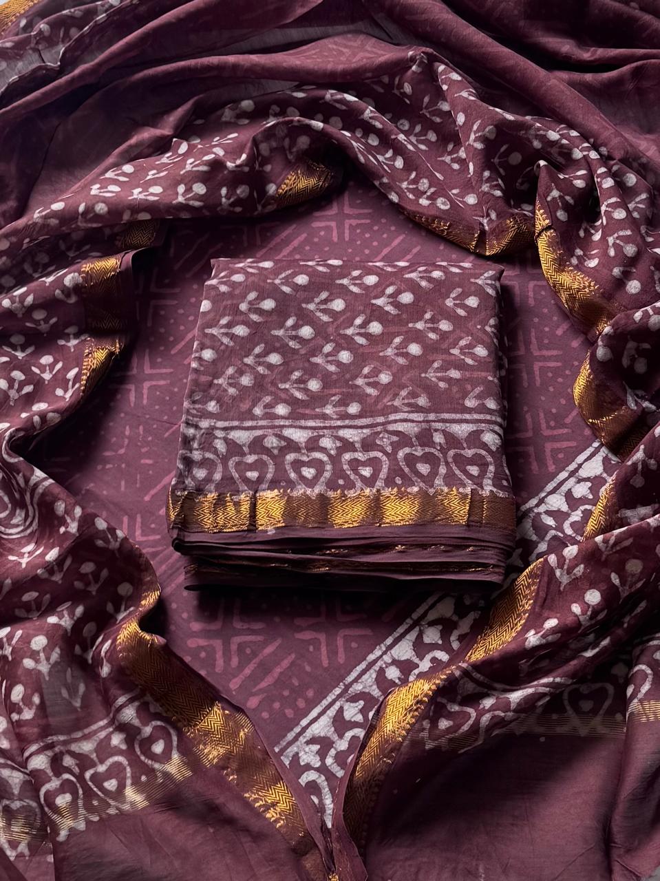 Premium Dabu Print Maheshwari Silk Suit (BSMAHMA139)