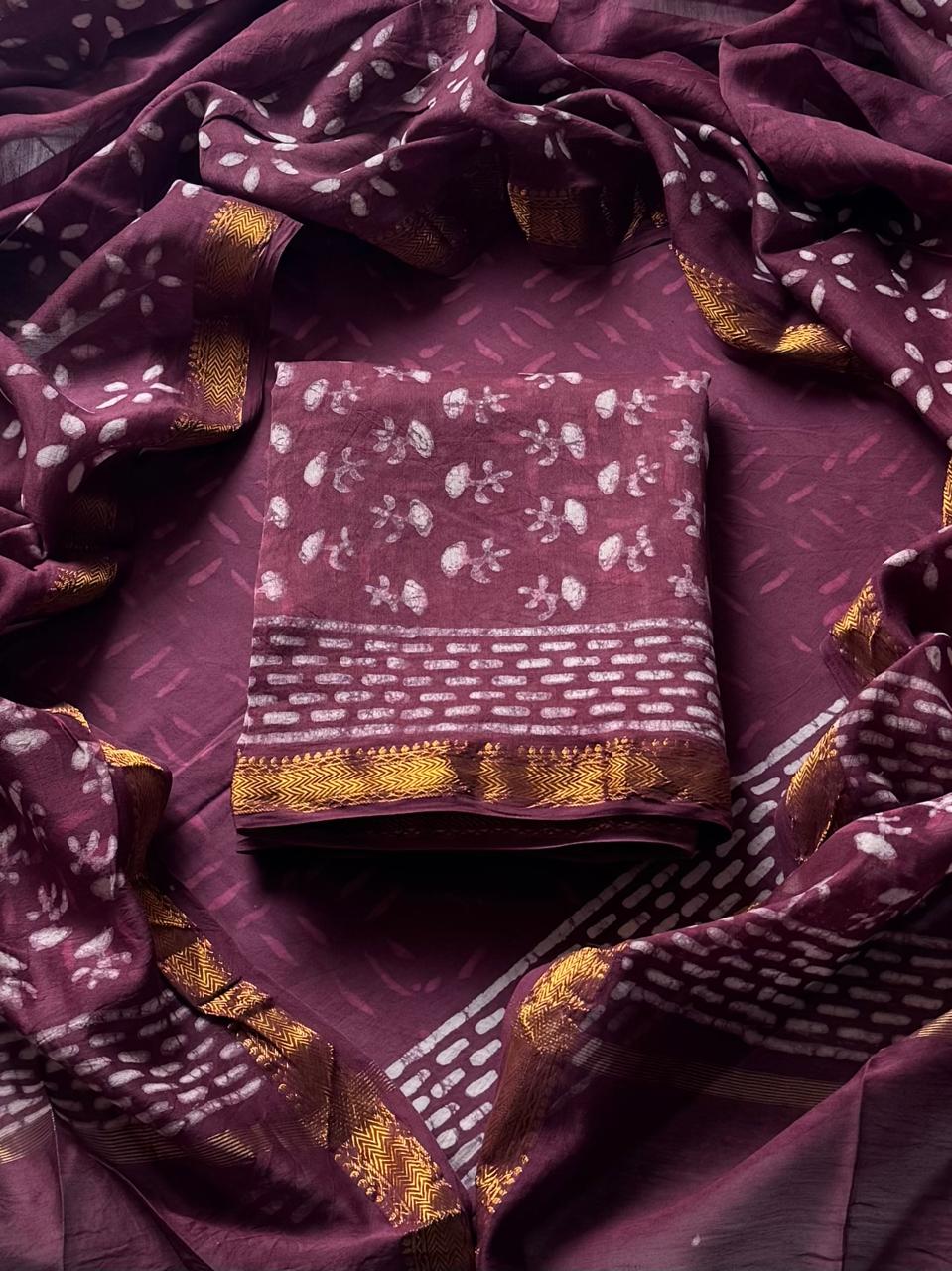 Premium Dabu Print Maheshwari Silk Suit (BSMAHMA142)