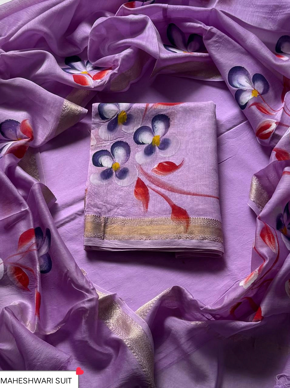 Premium Hand Painted Maheshwari Silk Suit (BSMAHMA150)