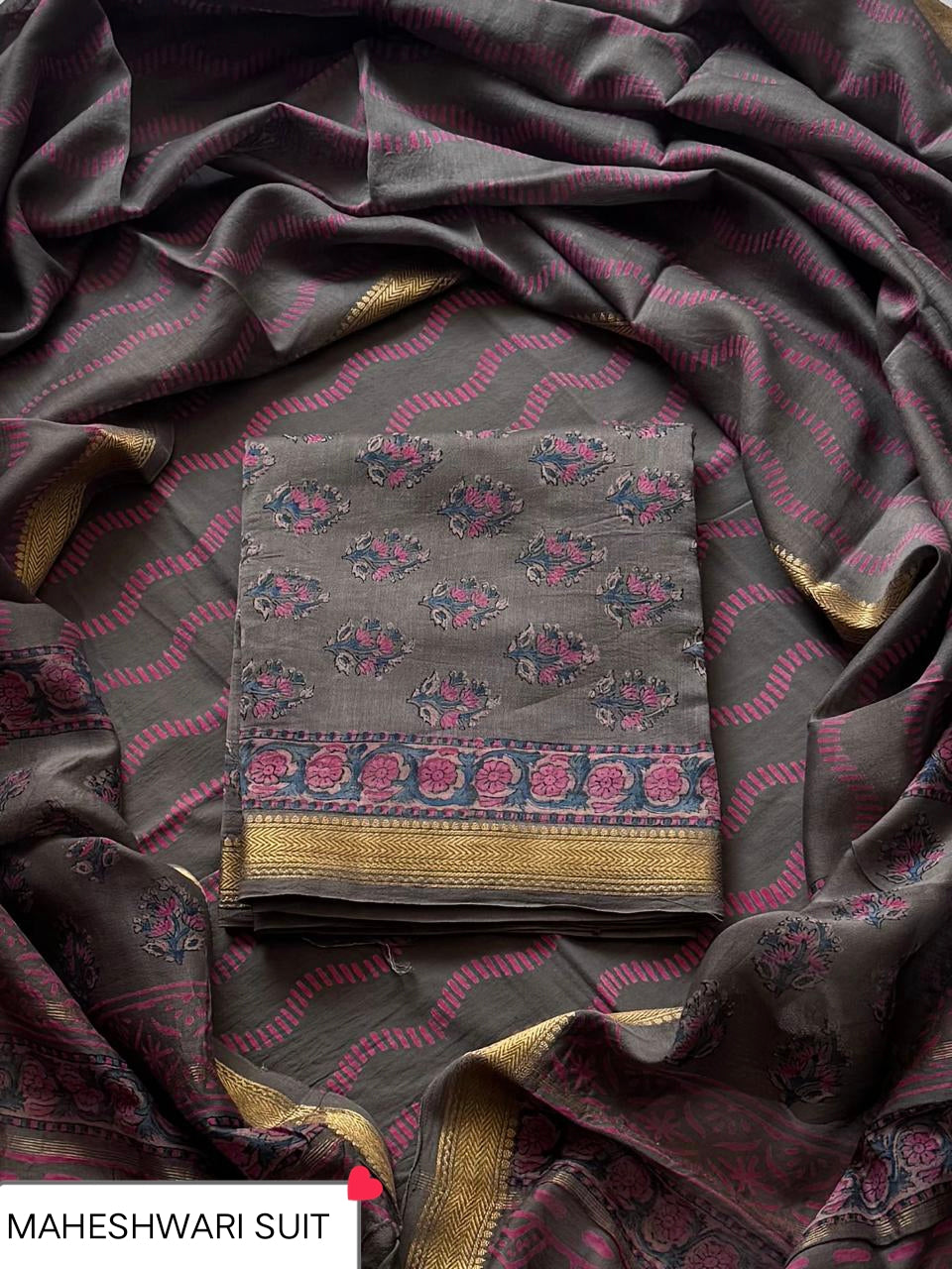 Premium Discharge Print Maheshwari Silk Suit (BSMAHMA149)
