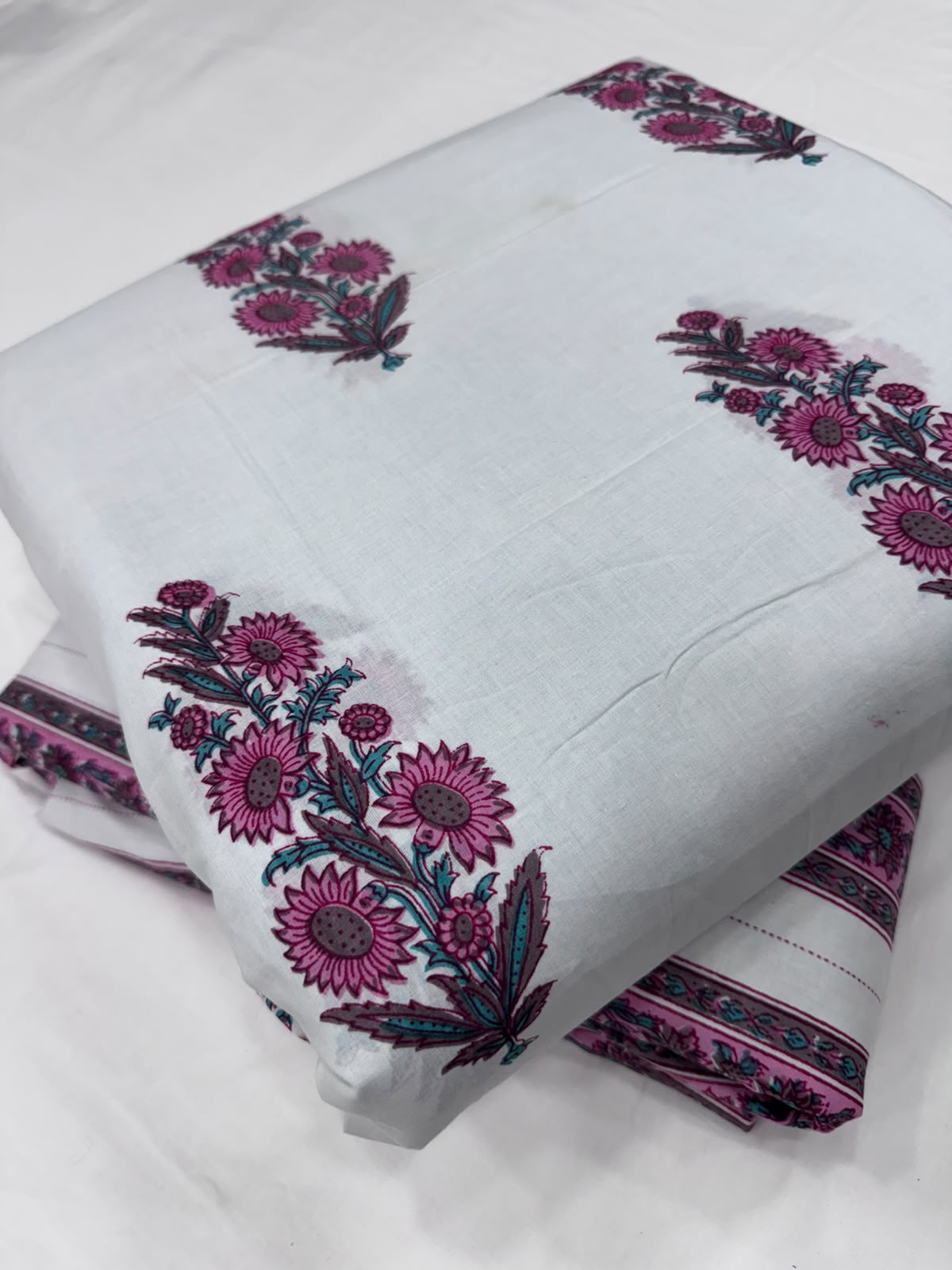 Premium Sanganeri Printed Cotton Suit Top And Bottom Set (BSTB130)