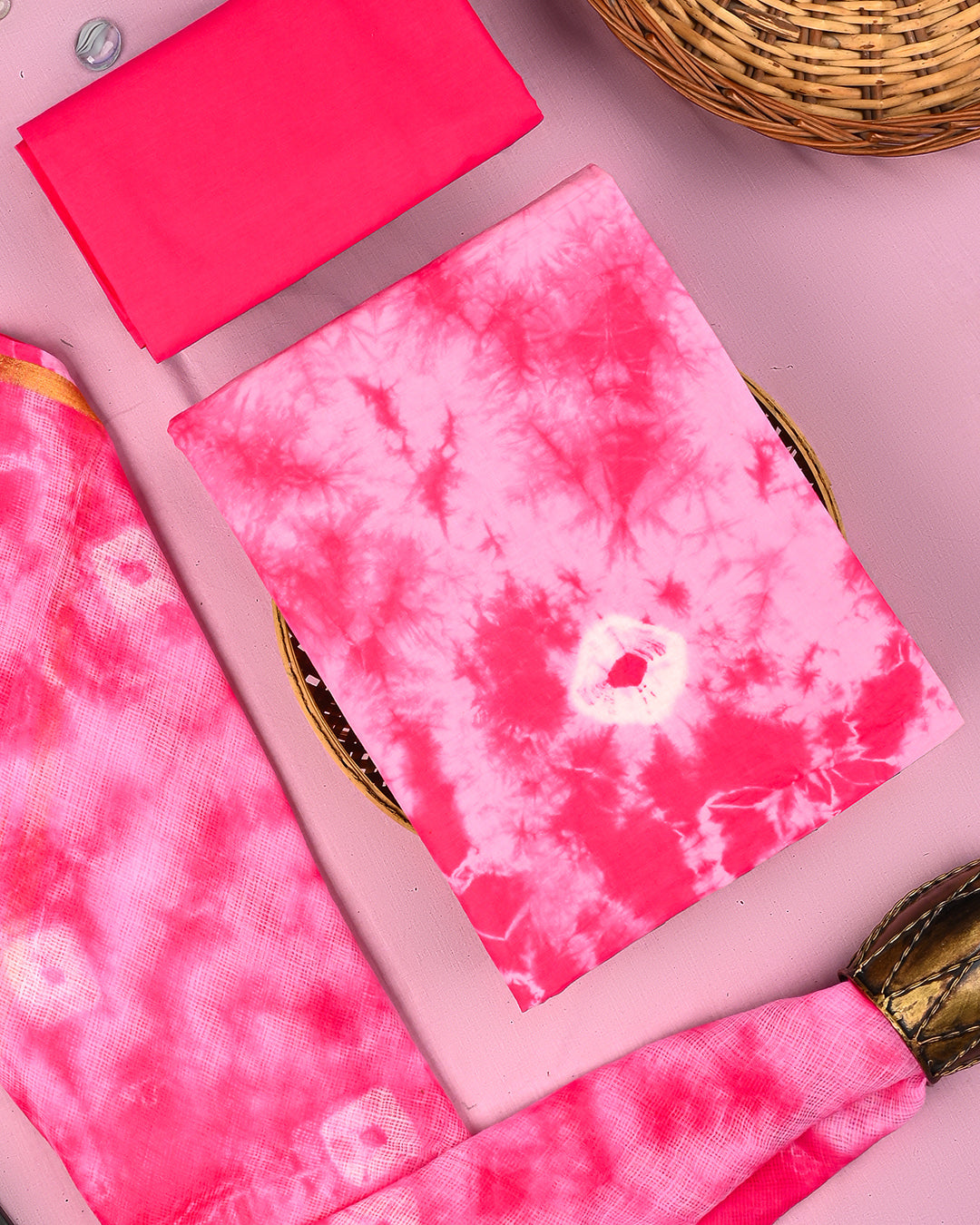 Exclusive Tie and Dye Print Cotton Suit With Kota Doria Dupatta (BSCOTKO105)