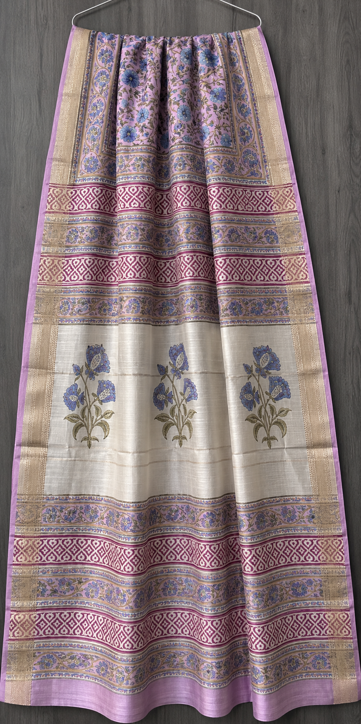 Royal Sanganeri Print Maheshwari Silk Saree (BSMS08)