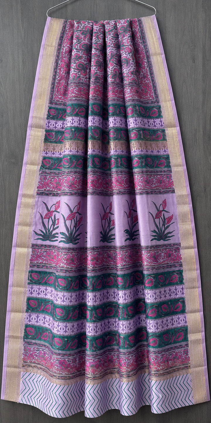 Premium Sanganeri Print Maheshwari Silk Saree (BSMS12)