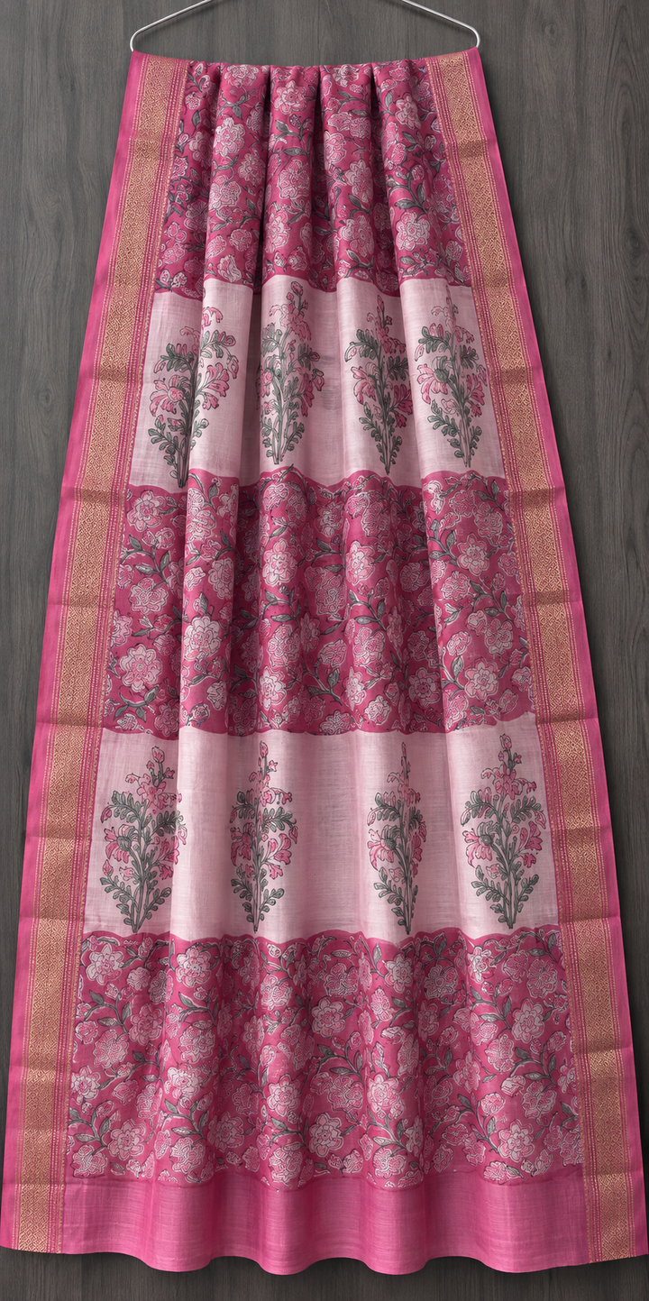 Premium Sanganeri Print Maheshwari Silk Saree (BSMS13)