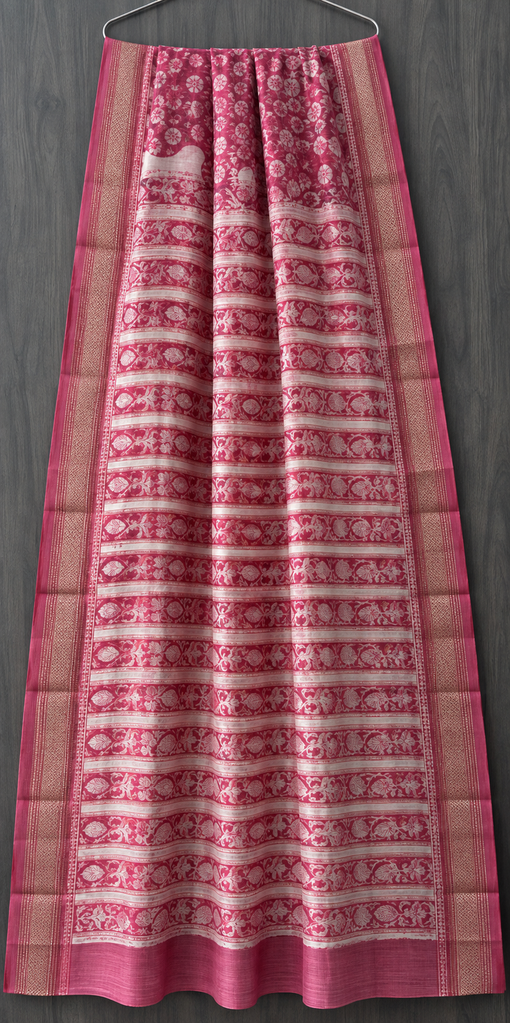 Premium Sanganeri Print Maheshwari Silk Saree (BSMS14)