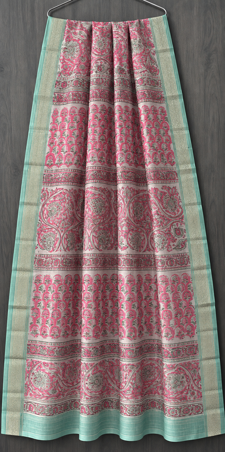 Premium Sanganeri Print Maheshwari Silk Saree (BSMS16)