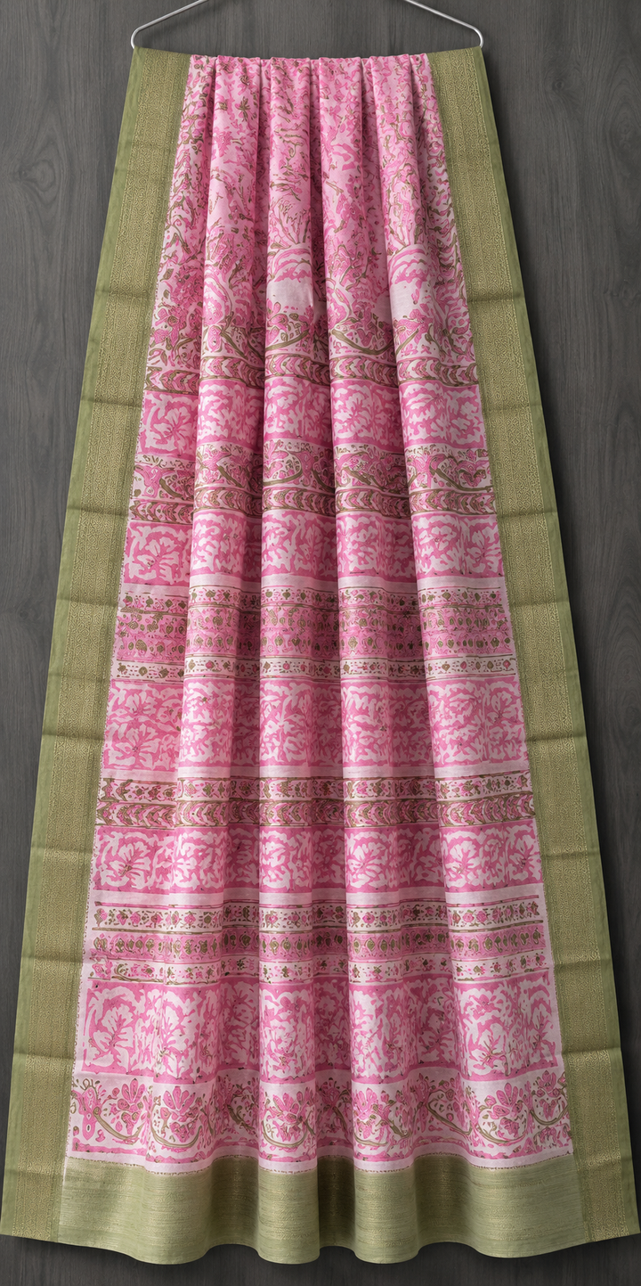 Premium Sanganeri Print Maheshwari Silk Saree (BSMS17)