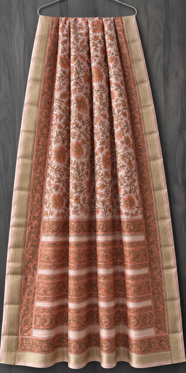 Premium Sanganeri Print Maheshwari Silk Saree (BSMS18)