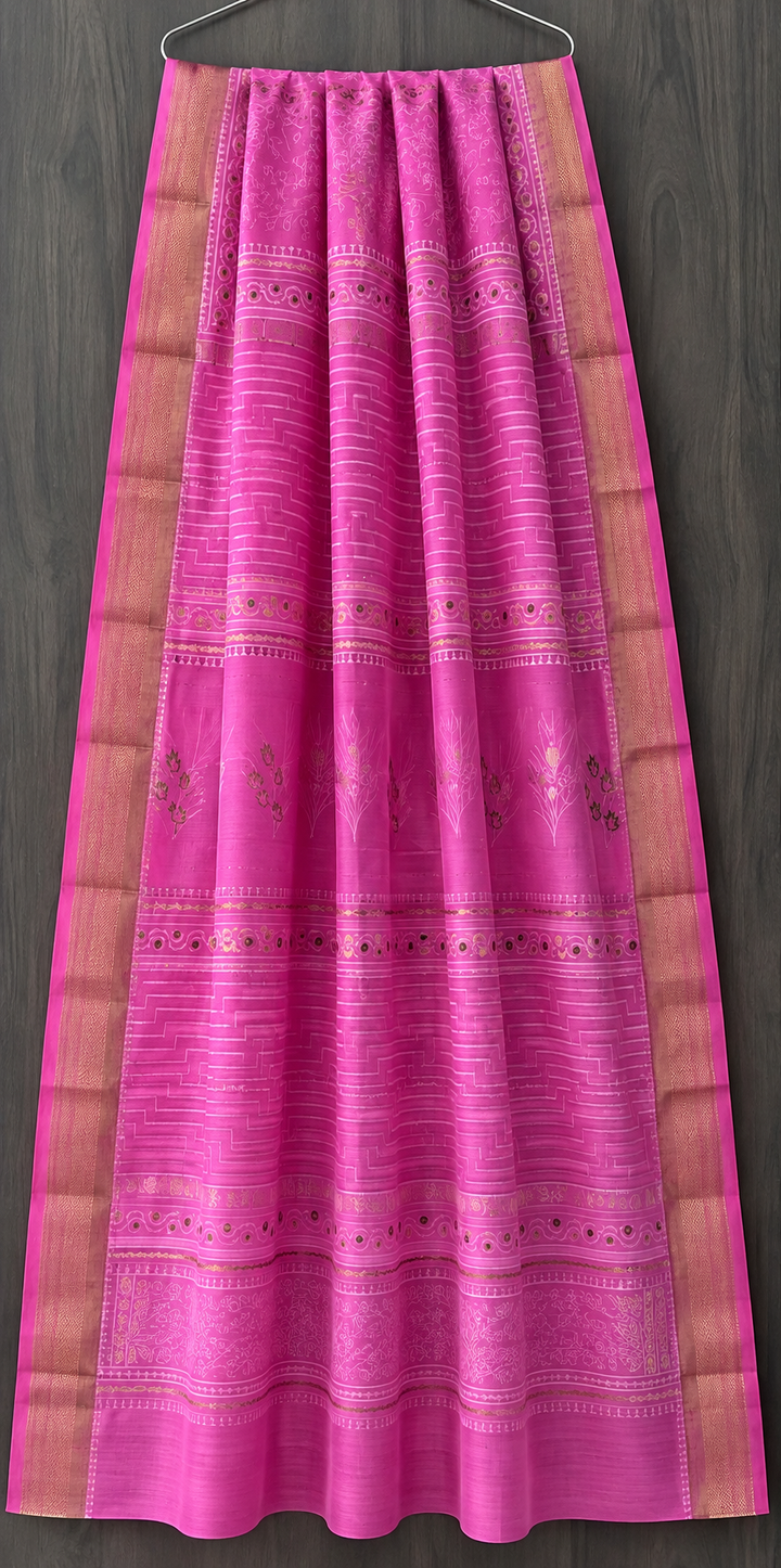 Royal Khadi Gold Print Maheshwari Silk Saree (BSMS04)
