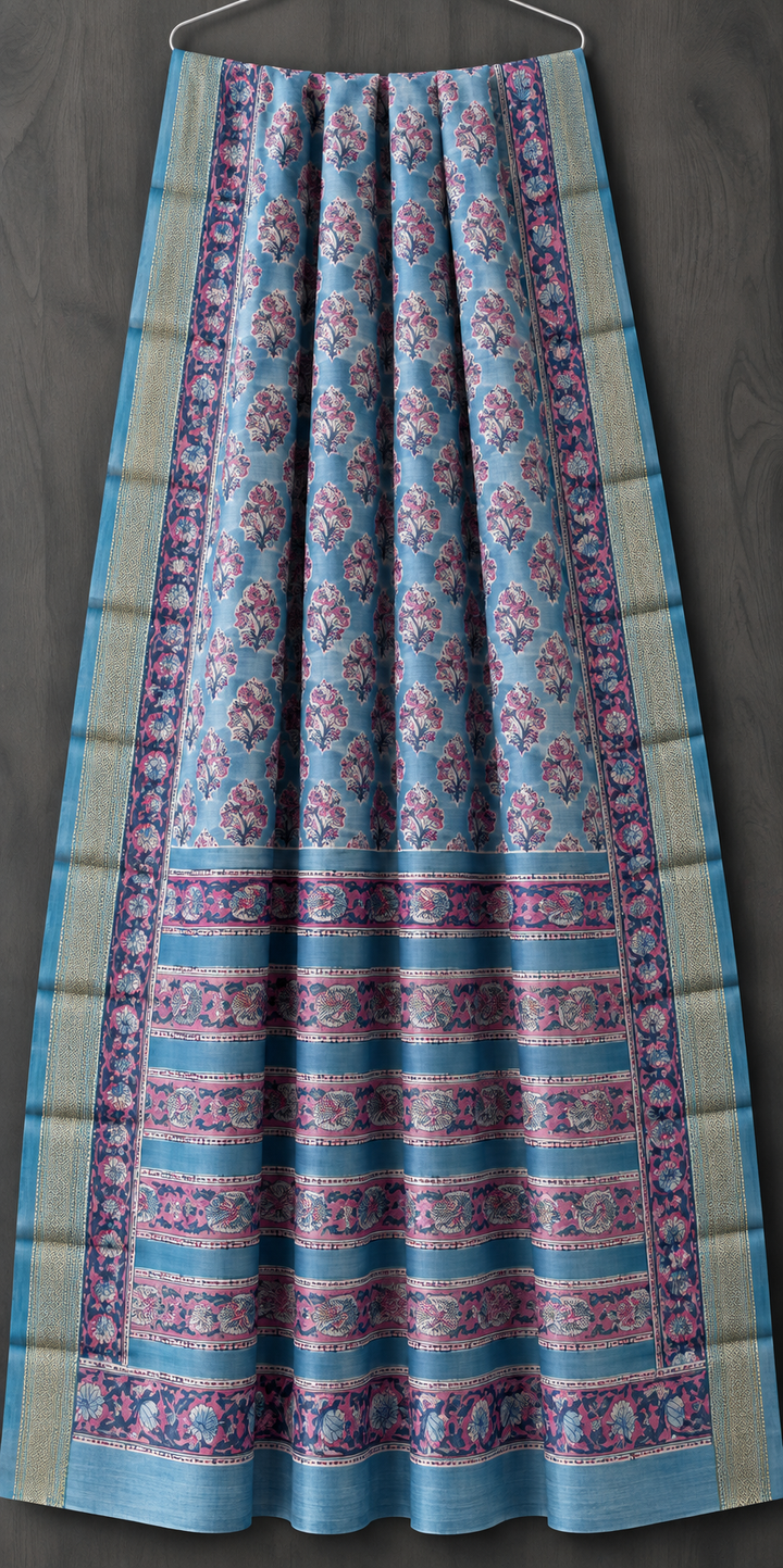 Premium Sanganeri Print Maheshwari Silk Saree (BSMS31)