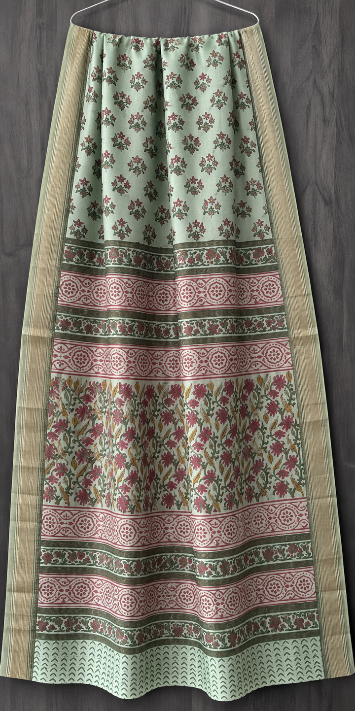 Premium Sanganeri Print Maheshwari Silk Saree (BSMS26)