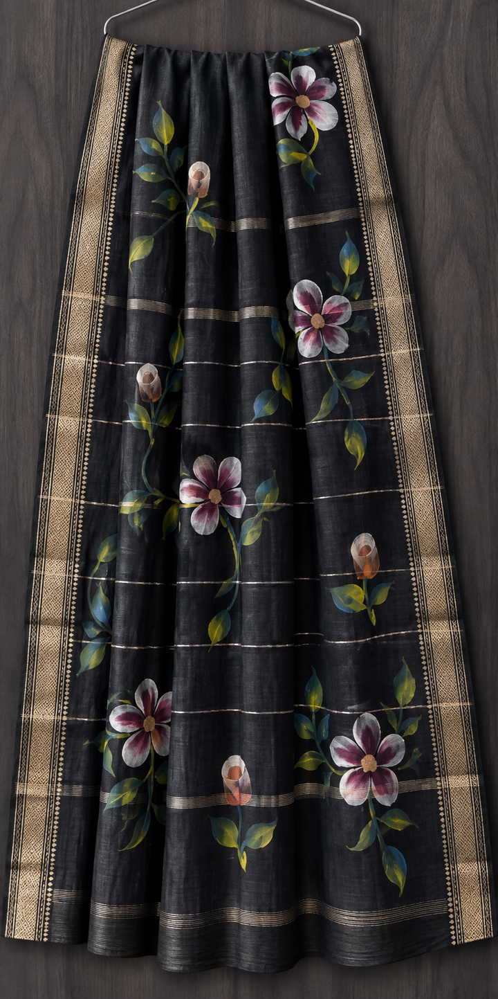 Premium Hand Painted Maheshwari Silk Saree (BSMS22)