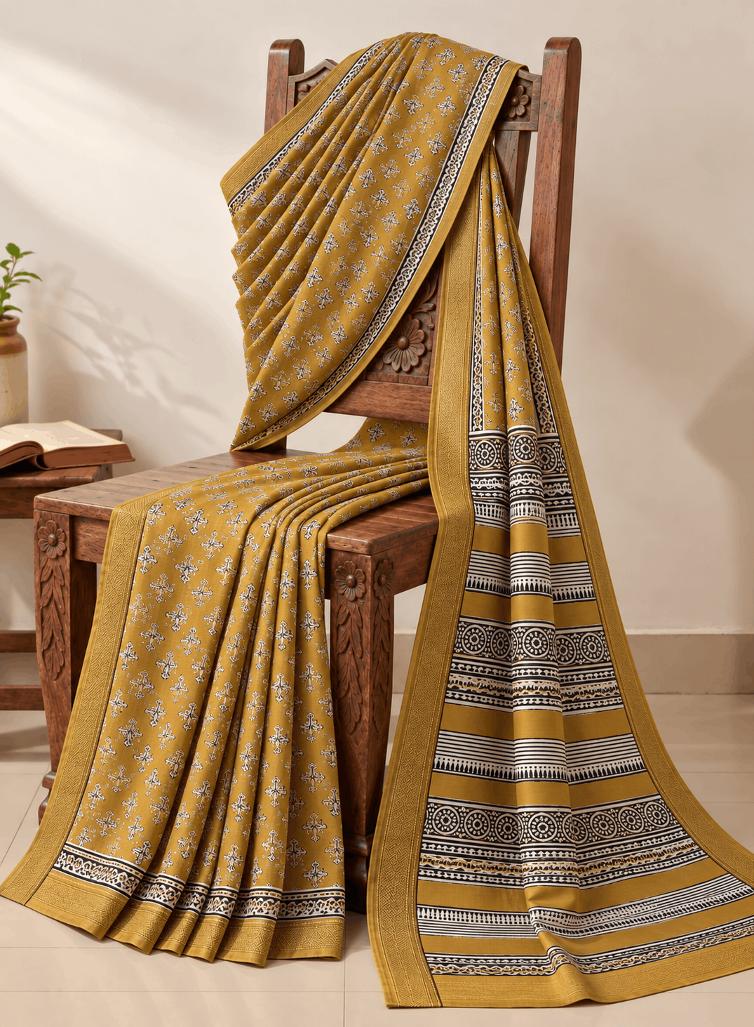 Premium Bagru Print Maheshwari Silk Saree (BSMS19)