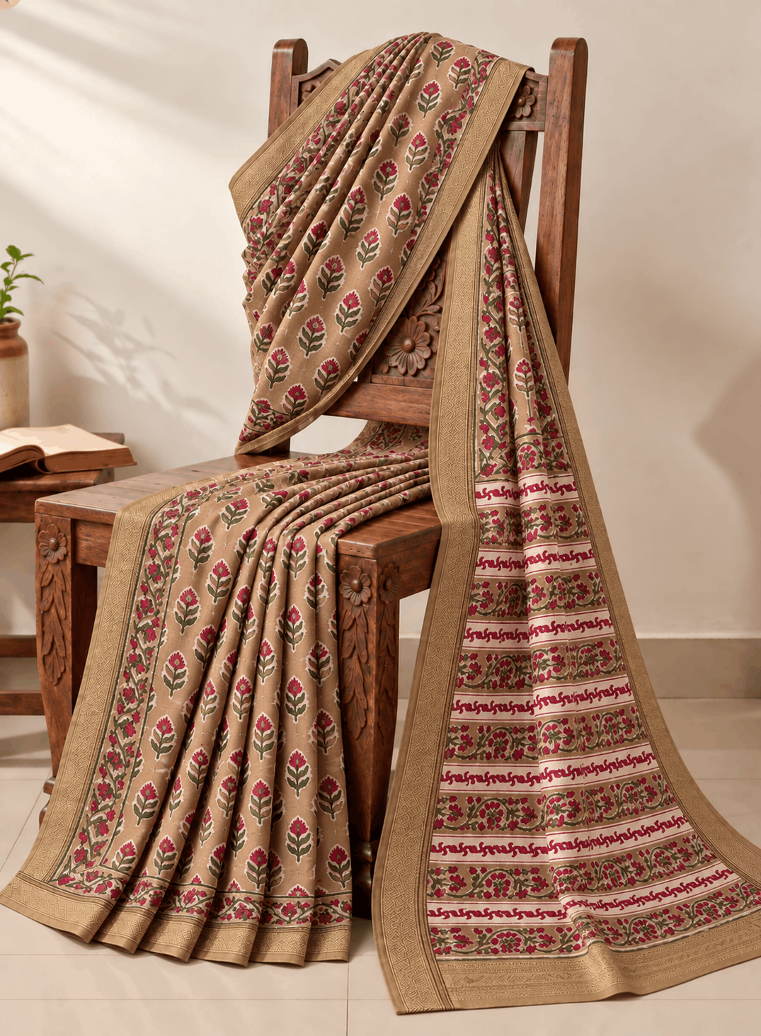 Luxury Sanganeri Print Maheshwari Silk Saree (BSMS07)